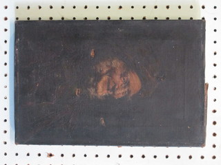 Oil on canvas, head and shoulders portrait of an elderly  gentleman 12" x 8"