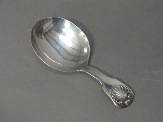 A George III silver fiddle and shell pattern caddy spoon, London 1814, by George Wirtle?