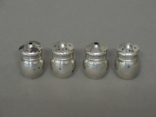 2 pairs of miniature silver salt and pepper pots, Birmingham 1950