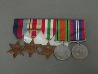 A group of 5 medals attributed to Sgt. A Hall Royal Army  Medical Corps comprising 1939-45 Star, Africa Star with clasp  1st Army, Italy Star, Defence & War medal