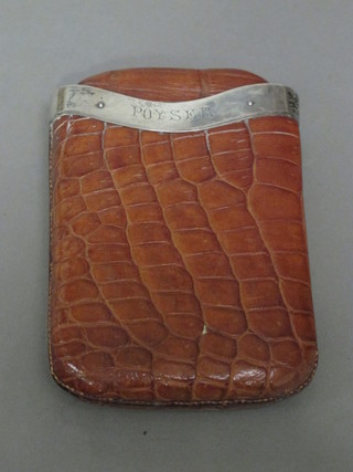 A Victorian crocodile and silver mounted cigar case, Birmingham  1894