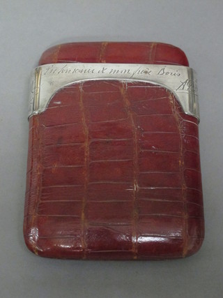 A silver and crocodile mounted cigar case