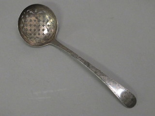 An antique silver Old English pattern bottom mark sifter spoon, 1 ozs