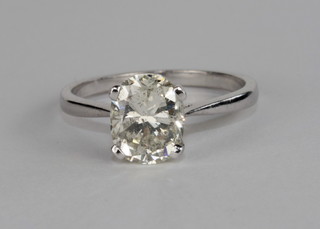 A lady's 18ct white gold dress/engagement ring set a solitaire diamond, approx. 2.47ct, complete with EDR jewellery report