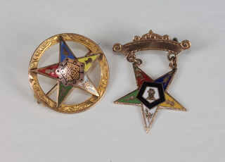 2 American 9ct gold and enamelled brooches for The Order of  the Eastern Star