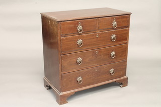 A Georgian mahogany chest of 2 short and 3 long drawers with  brass ring drop handles, raised on bracket feet 33"