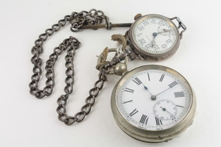 A gentleman's Electa wristwatch and a pocketwatch in a steel case