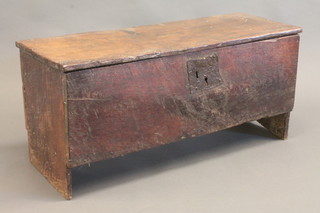 A 17th/18th Century coffer of panelled construction with hinged lid 39"  ILLUSTRATED