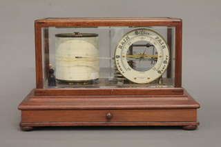 An Edwardian barograph by Hamilton and Inches Edinburgh with  silvered dial, contained in a mahogany case 14"   ILLUSTRATED