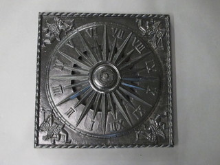 A square pierced iron sundial with 2' brackets, no dom,