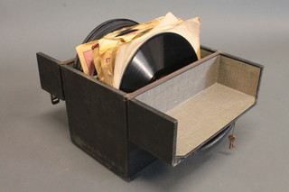 A fibre box containing a collection of 78 rpm records