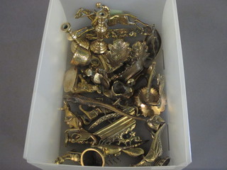 A small collection of various brassware