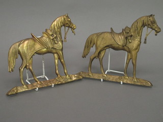 A pair of cast gilt metal plaques decorated Arab Horses 7"