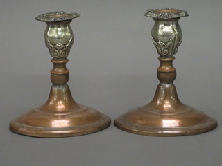 A pair of 19th Century oval silver plated candlesticks 6 1/2"