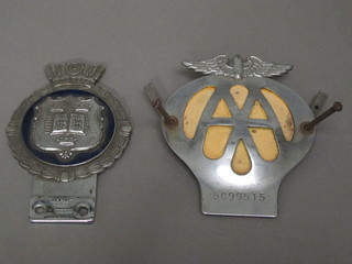 An Oxford University car radiator badge together with an AA  radiator badge