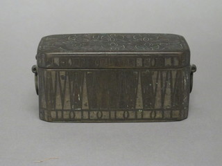 A rectangular Eastern bronze inkwell with hinged lid 5"