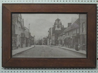 A 19th Century black and white photograph of Steyning high  street 10" x 18"