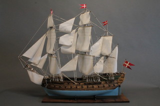 A wooden model of a 3 masted galleon 35"