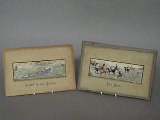 3 various 19th Century Stevengraphs - Called to the Rescue, The  Meet and Full Cry