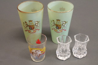 2 Elizabeth II Coronation glass beakers, 2 Charles and Diana  glass wedding beakers and a small collection of glassware and  various musical programmes