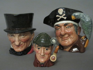 A Royal Doulton character jug - Long John Silver, 1 other - Tony Weller 6 1/2" and 1 other - The Sleuth D6635 3"
