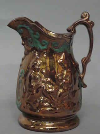 A 19th Century copper lustre jug 7"