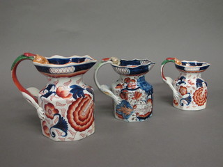 2 Masons style ironstone pottery jug 6" and 4" and 1 other  similar 5"