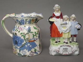 A Masons Regency pattern jug 6" together with a Yardley's  porcelain figure group 7"