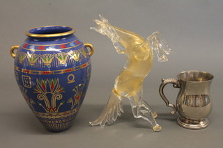 A Roushdy Iskander vase of The Golden Falcon 11", a glass  figure of a horse and a small collection of decorative items