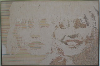 Debbie Harry, an impressionist double image - one in Pointillist  colour spots, the other in divisionist colour lines, 13" x 20"