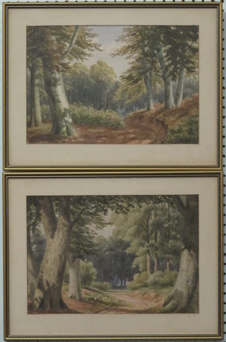 A pair of 19th Century watercolour drawings "Country Tracks  with Trees" 9" x 13"