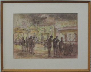 John Verney, watercolour "Farnham Town Show 1969" the  reverse with Ashgate Gallery label 10" x 14"