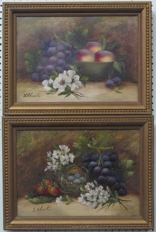 A pair of 19th Century oil on boards, still life studies "Fruit" 9 1/2" x 13 1/2"