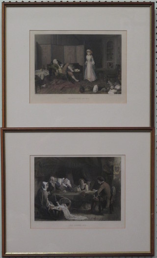 Smallfield, a pair of coloured prints "Peg Woffington and Rich"  7" x 10" and Johnson "The Sabbath Eve" 7" x 10"