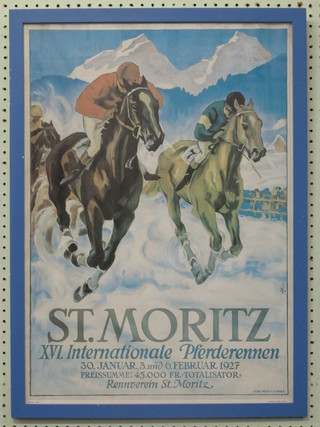 A reproduction St. Moritz coloured poster 26" x 18"