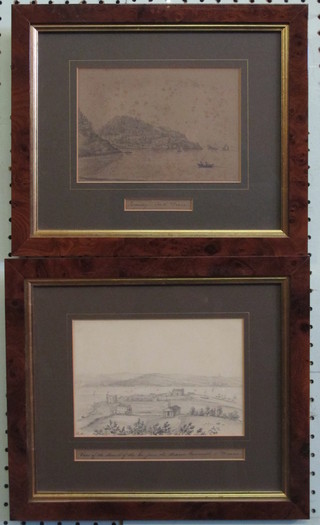 4 pencil drawings "South Dover", "View of the Mouth of the Ex  from The Bevern Exmouth, South Devon", "View of Great  Malvern" and "Lyme Regis South Devon" 5" x 7"