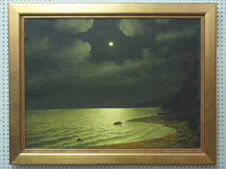 20th Century Russian School, oil on canvas "Moonlit Landscape" signed and dated '82, 23" x 31"