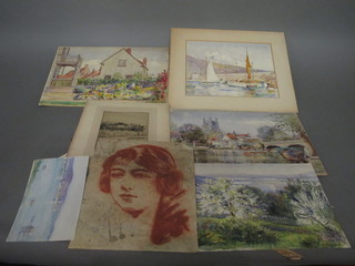 A folio of various watercolour drawings by Mary Merrylees