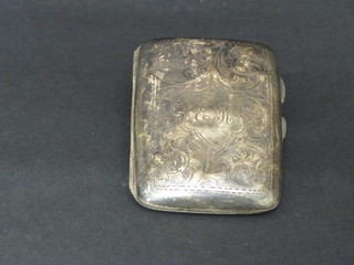 A silver cigarette case with engine turned decoration Birmingham 1924, 1 ozs