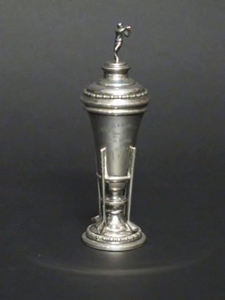 A silver lidded golfing trophy, Birmingham 1913, 2 ozs