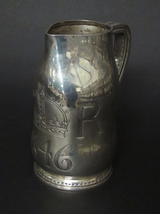 A Victorian silver jug in the form of a leather Blackjack jug,  London 1890, 16 1/2 ozs  ILLUSTRATED