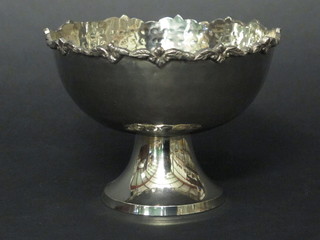 A circular planished silver plated bowl 6"
