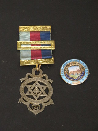 A 1912 silver and enamel Masonic brooch marked Kayhough  Lodge no. 3576 together with a silver gilt Royal Arch Chapter jewel