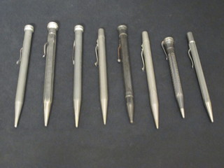 A collection of various silver plated propelling pencils