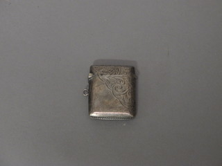 An Edwardian silver vesta case with engraved decoration,  Chester 1903