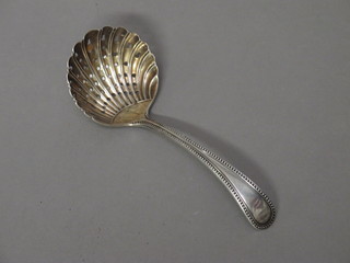 A Edwardian silver sifter spoon with bean end decoration, Sheffield 1900 1 ozs