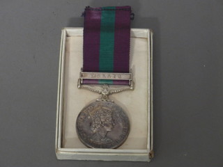 A 1918-1964 RAF General Service medal, 2nd issue, 1 bar  Malaya to 3510580 SAC D H Dearing Royal Air Force, complete with original cardboard box and receipt