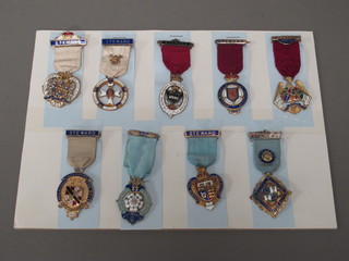 9 silver gilt and enamelled Masonic charity jewels
