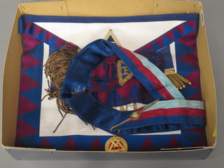 A quantity of Royal Arch Masonic regalia comprising Provincial Grand Officer's apron, sash, collar and collar jewel, Grand  Scribe Hampshire and Isle of Wight