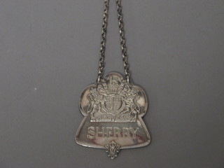 A silver Sherry decanter label to commemorate the 1977 Queens  Silver Jubilee, with Jubilee hallmark, 1 ozs